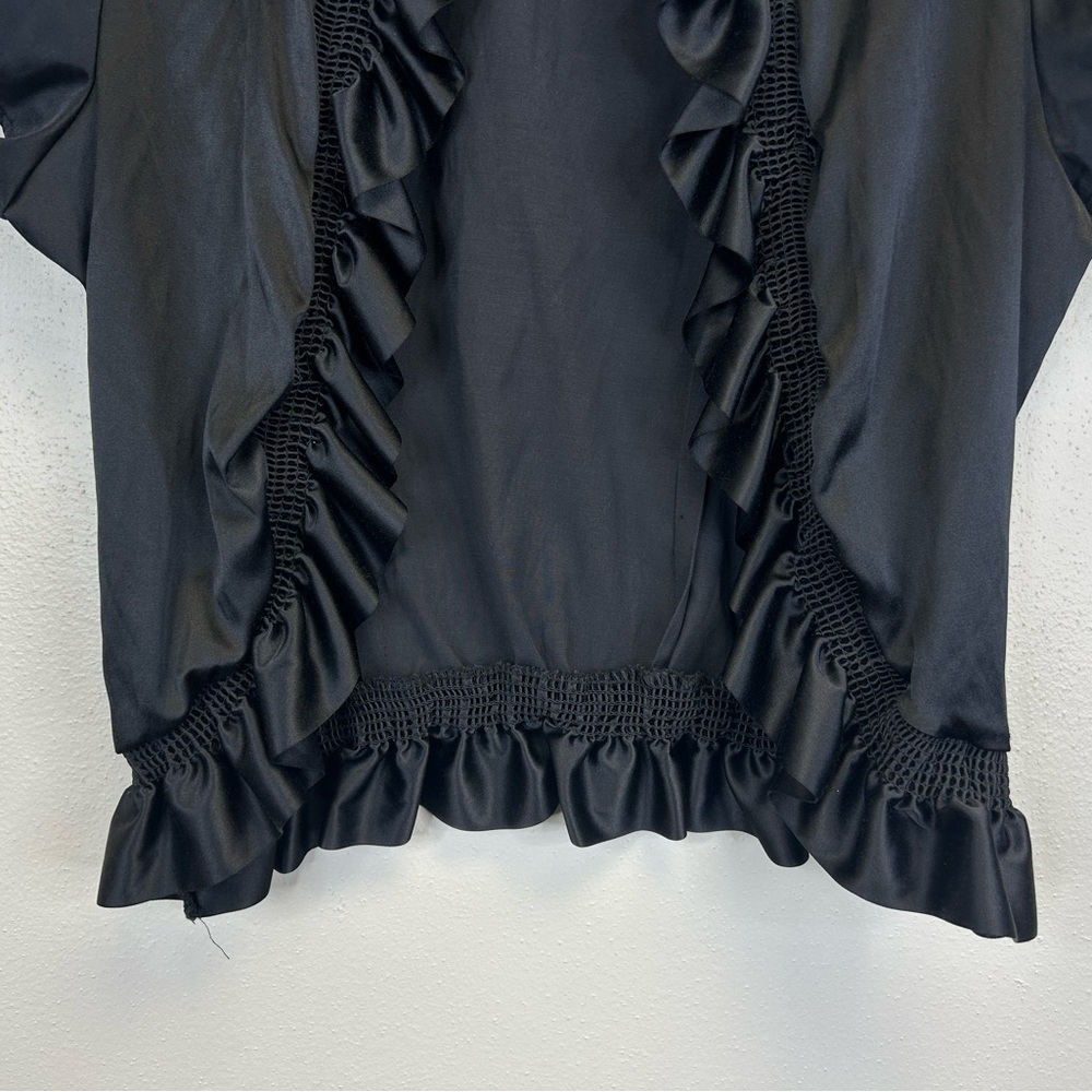 Bongo Black Ruffled Womens L Satin Top Y2K 90s Vampire‎ Dark Romantic Victorian - Picture 4 of 7